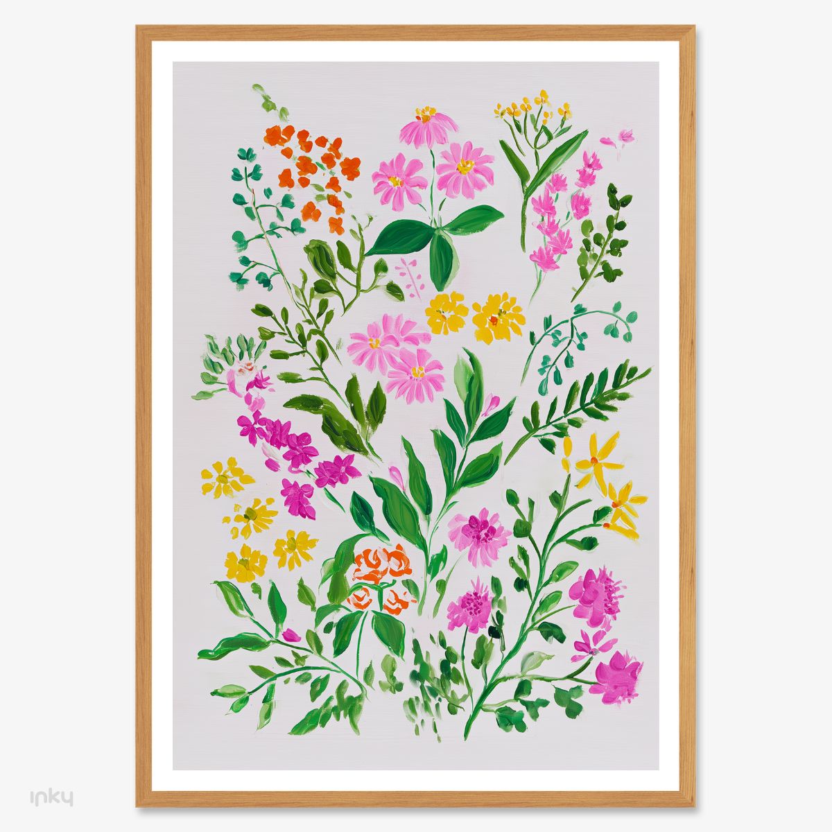 פוסטר מאוייר של פרחים צבעוניים