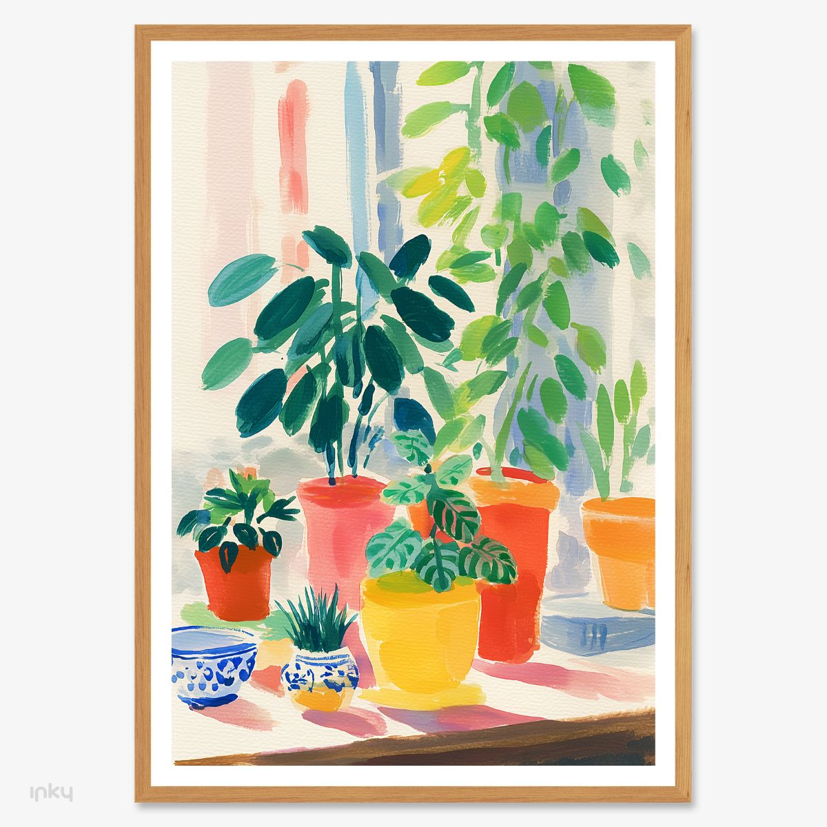 פוסטר איור של עציצים צבעוניים