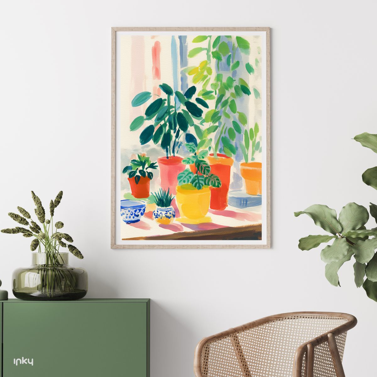 פוסטר איור של עציצים צבעוניים