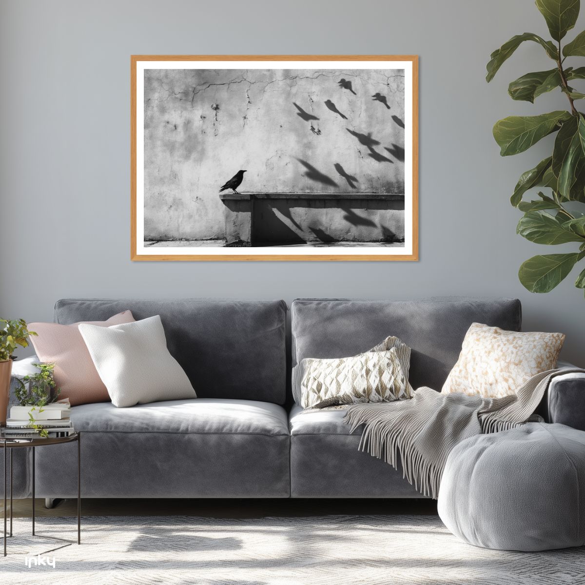 פוסטר שחור לבן של ציפורים