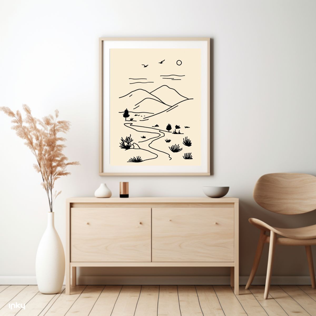 פוסטר שחור לבן איור בקו