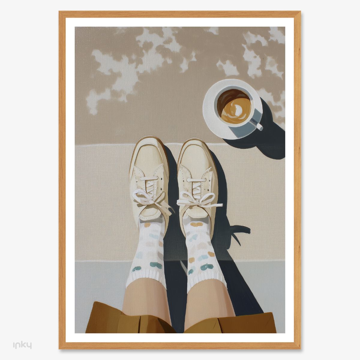 פוסטר איור של אישה שותה קפה