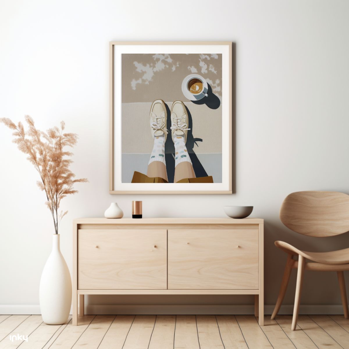 פוסטר איור של אישה שותה קפה