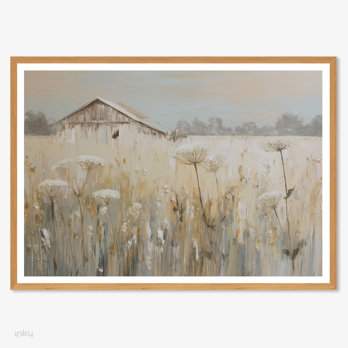 פוסטר ציור של שדה בצבעים רכים