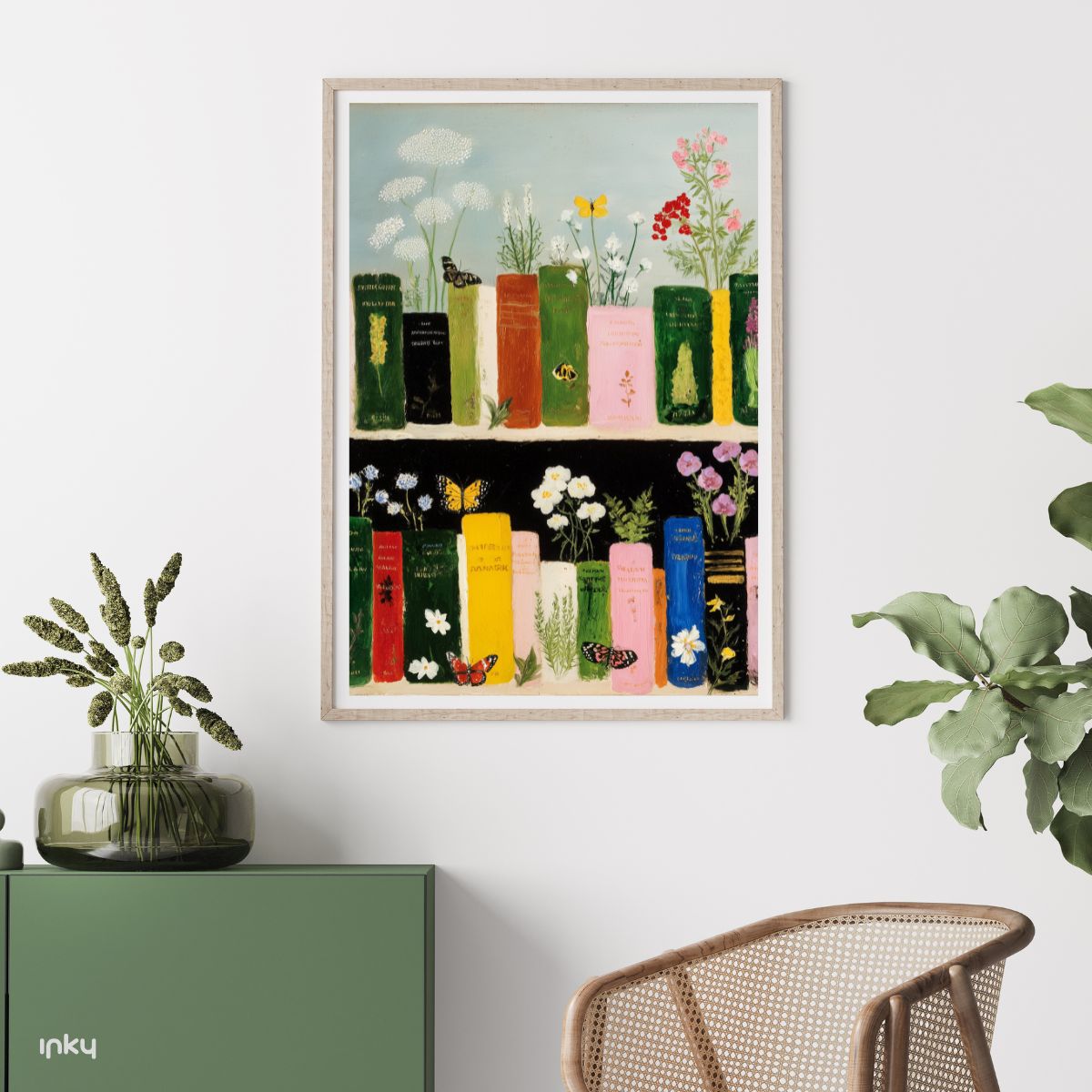 פוסטר מצוייר של מדף ספרים