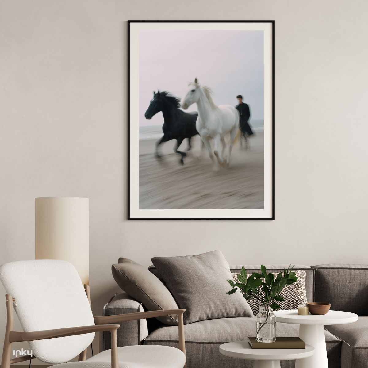 פוסטר של סוסים בשחור לבן
