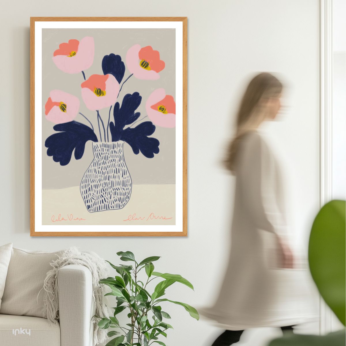 פוסטר איור של אגרטל עם פרחים