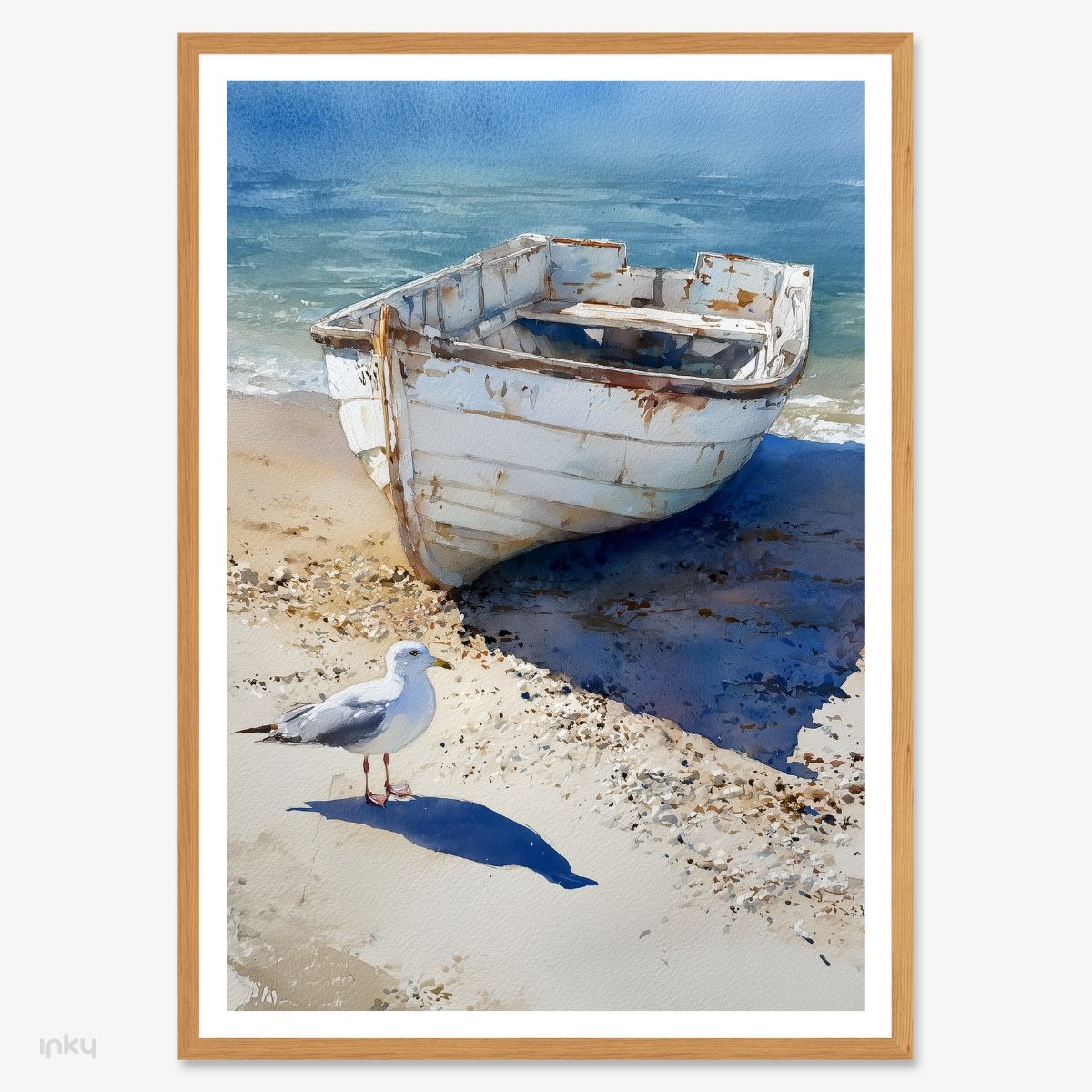 פוסטר של סירת דייגים בחוף הים