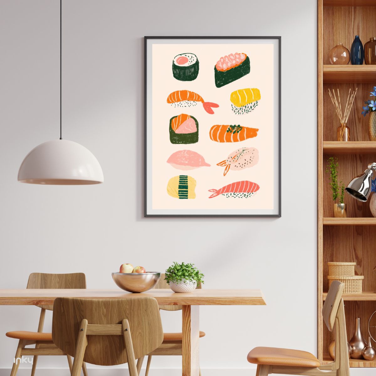 פוסטר מאוייר של סוגי סושי