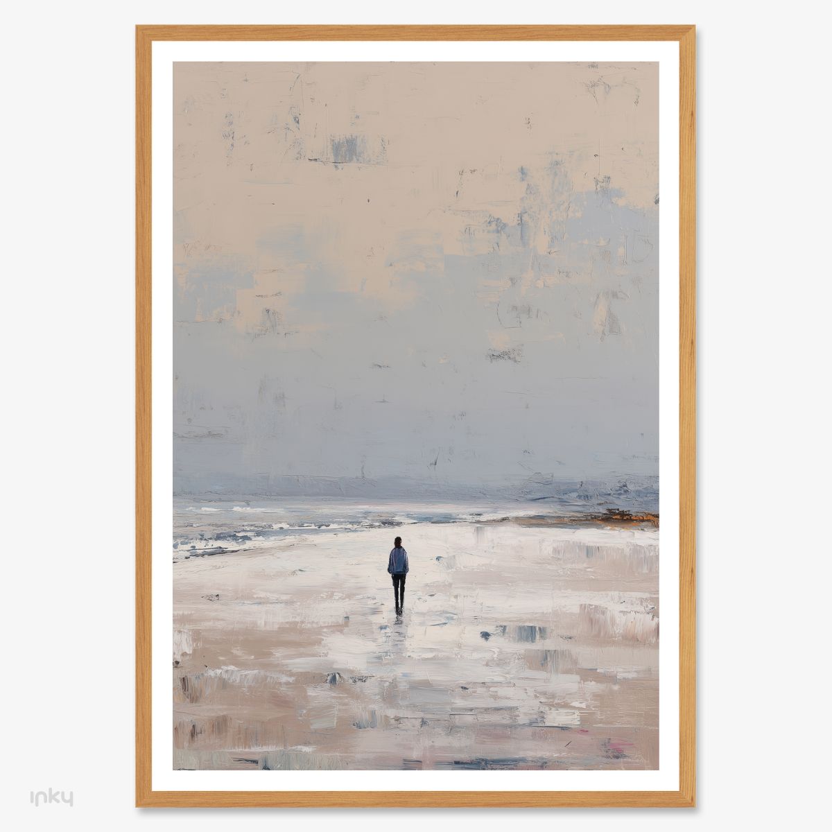 פוסטר של אישה צועדת בחוף הים