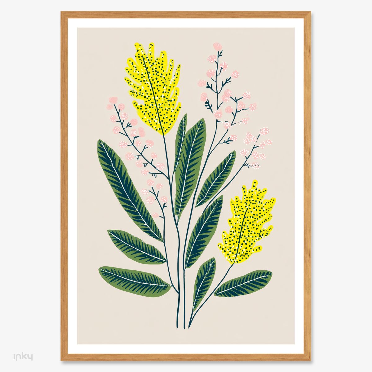 פוסטר איור עדין של זר פרחים