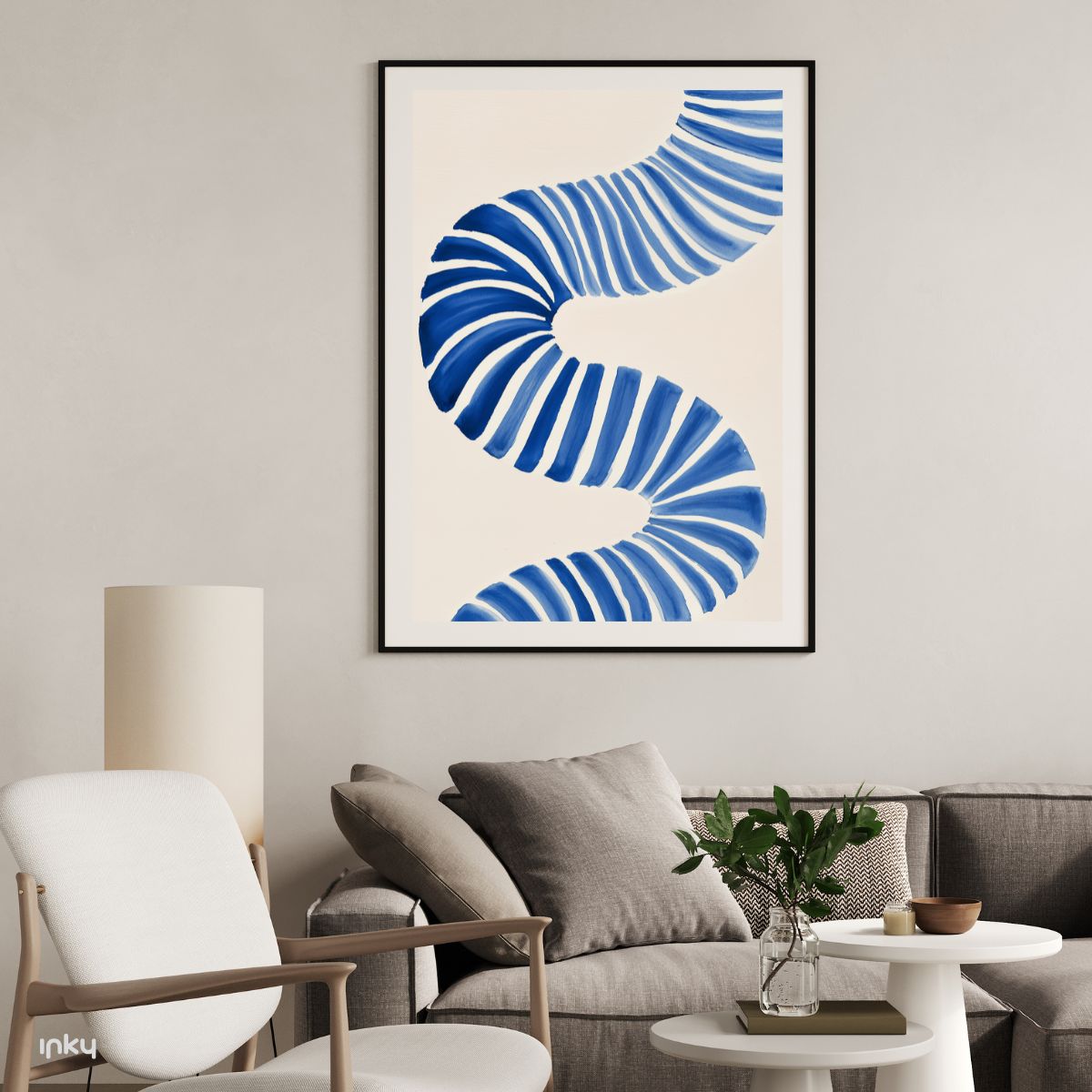 פוסטר מופשט בצבע כחול