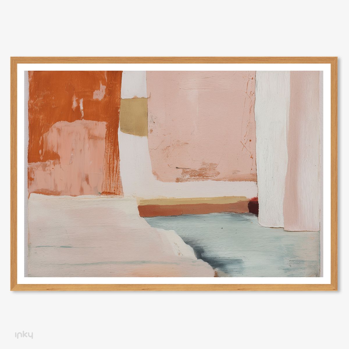 פוסטר ציור מופשט בגווני כתום, ורוד