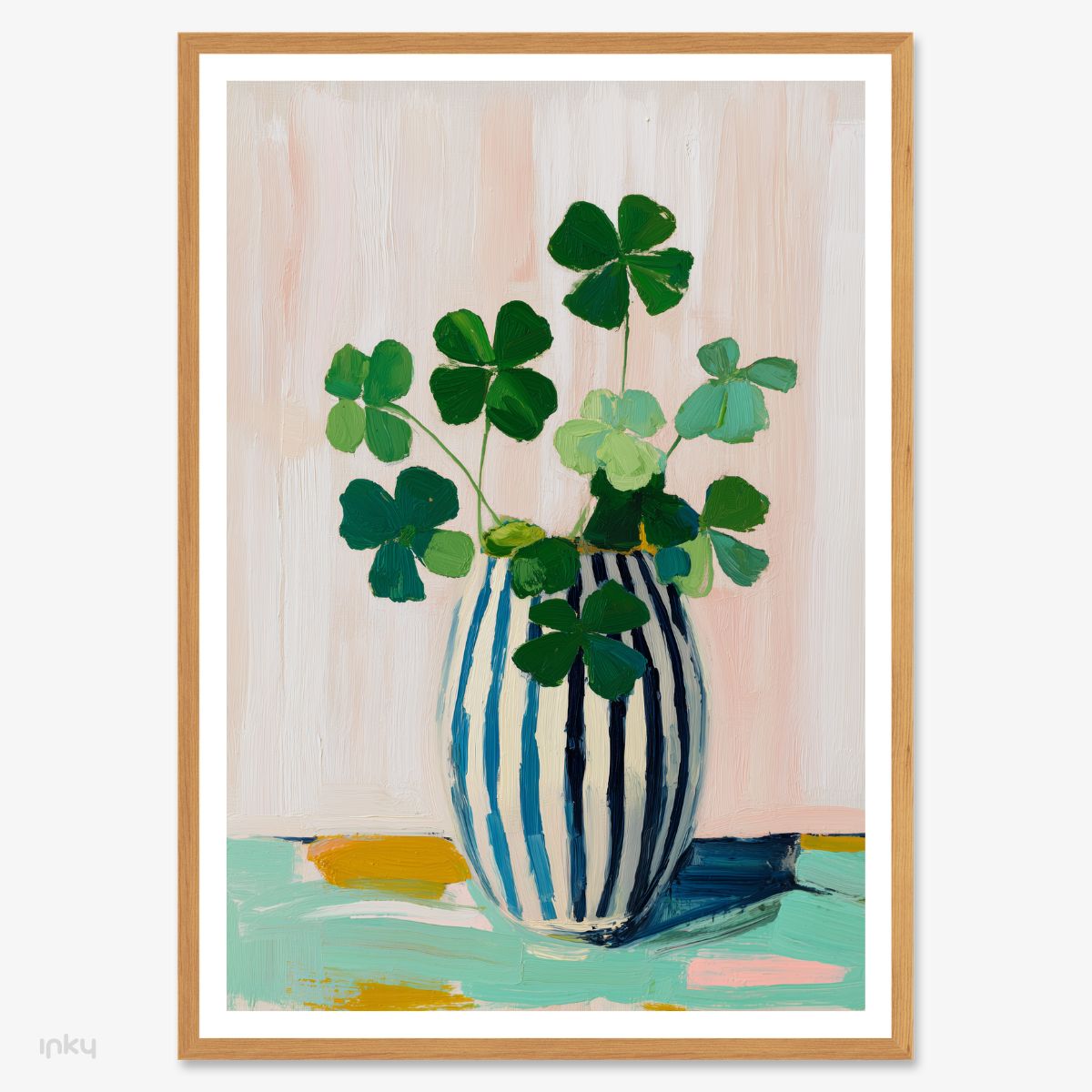 פוסטר איור של עציץ עם עלי תלתן