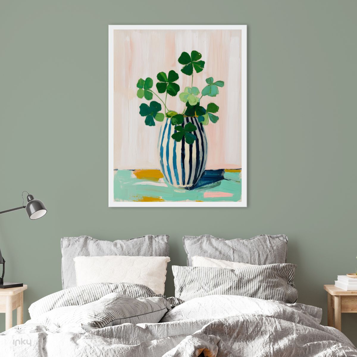 פוסטר איור של עציץ עם עלי תלתן