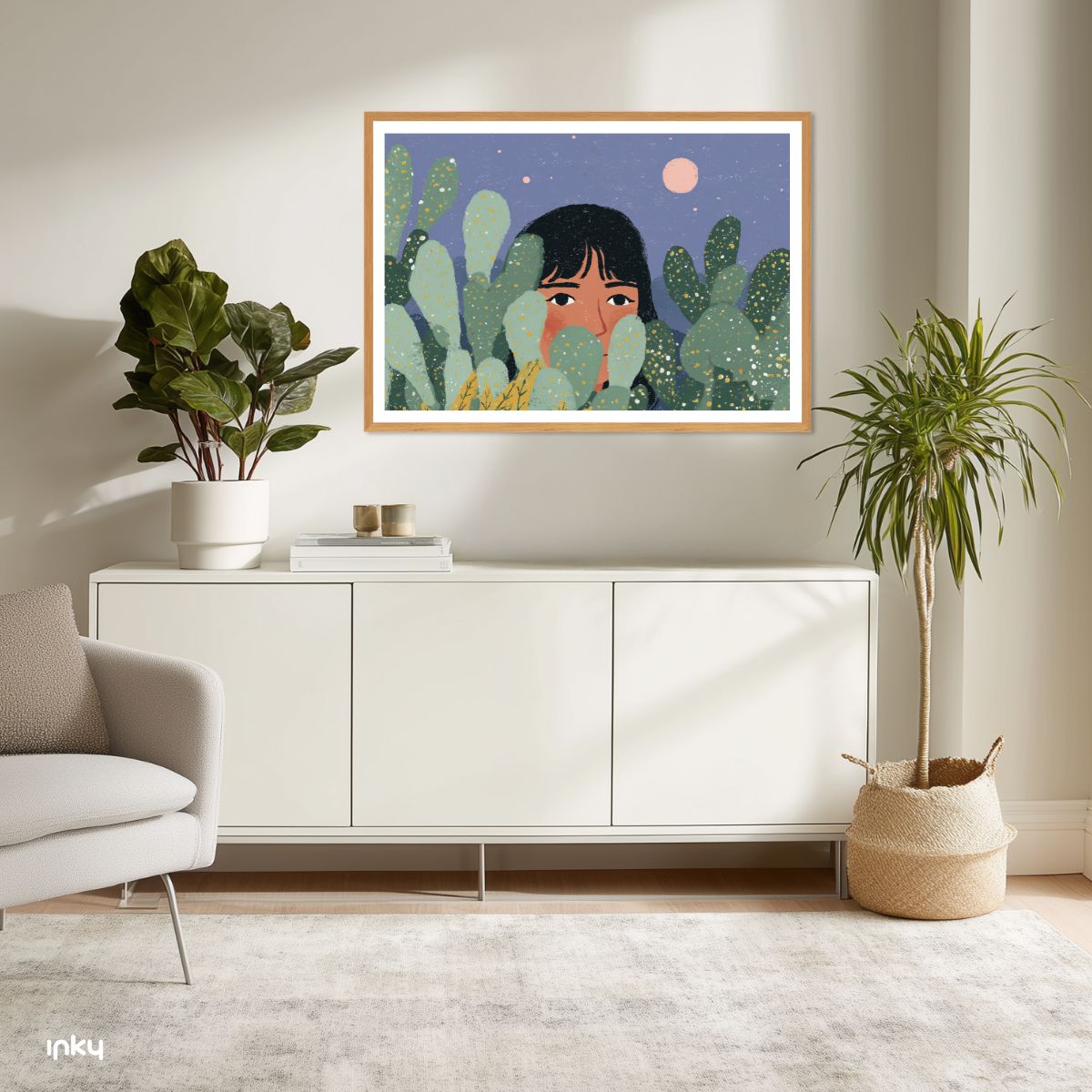 פוסטר של אישה בשדה קקטוסים