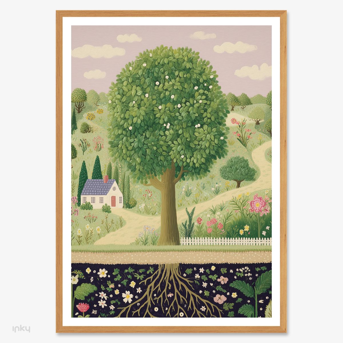 פוסטר ציור נאיבי של עץ