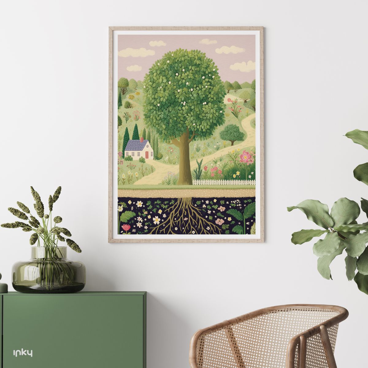 פוסטר ציור נאיבי של עץ