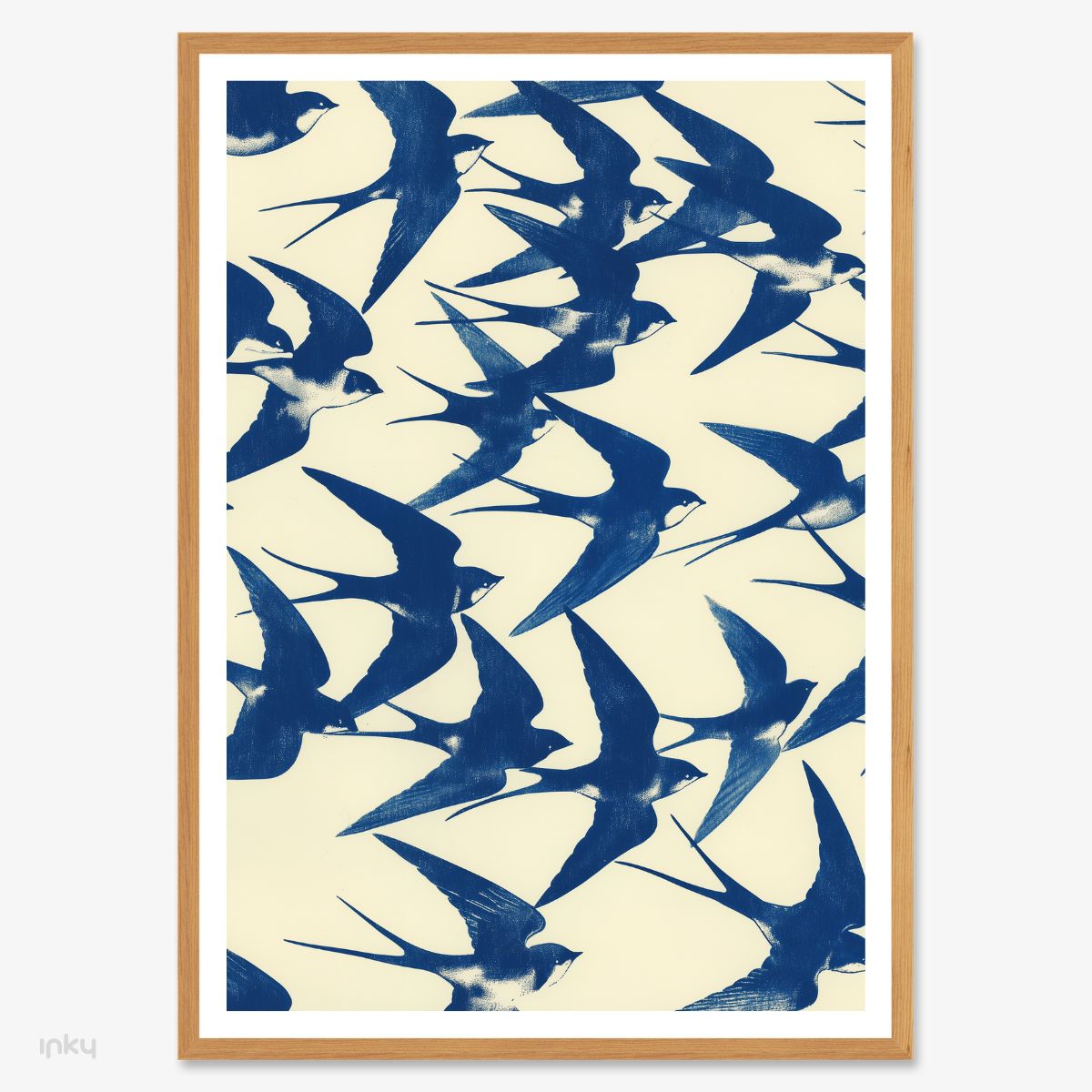 פוסטר הדפס סיאנוטייפ ציפורים