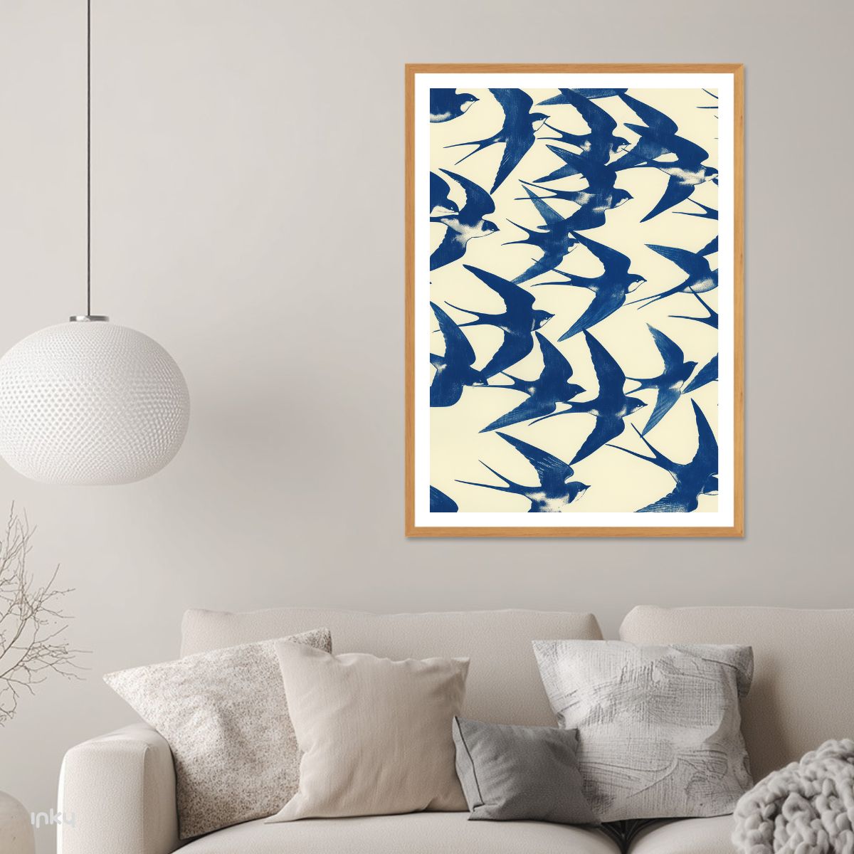 פוסטר הדפס סיאנוטייפ ציפורים