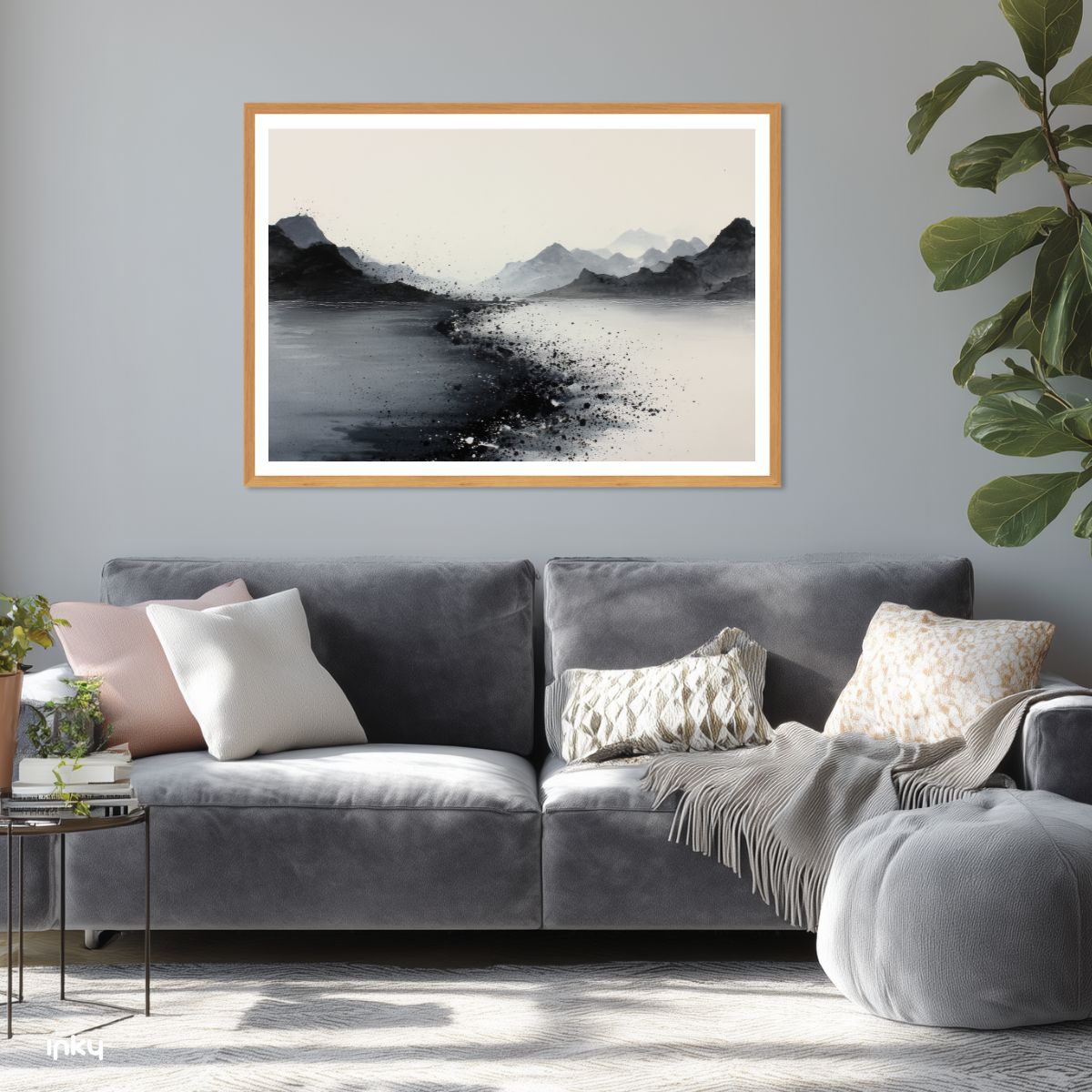 פוסטר שחור לבן, ציור נוף