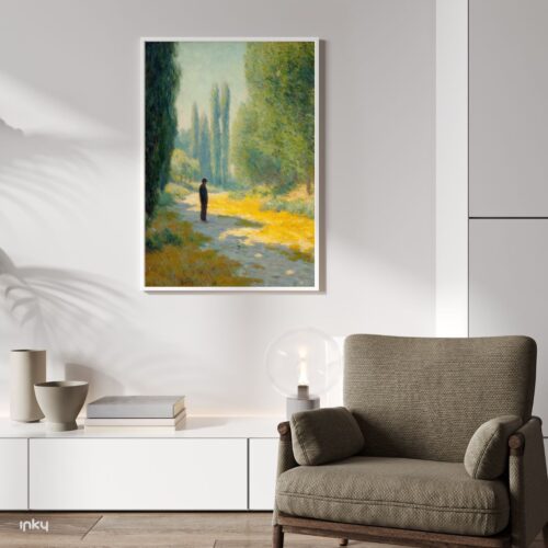 פוסטר ציור אימפרסיוניסטי של איש ביער