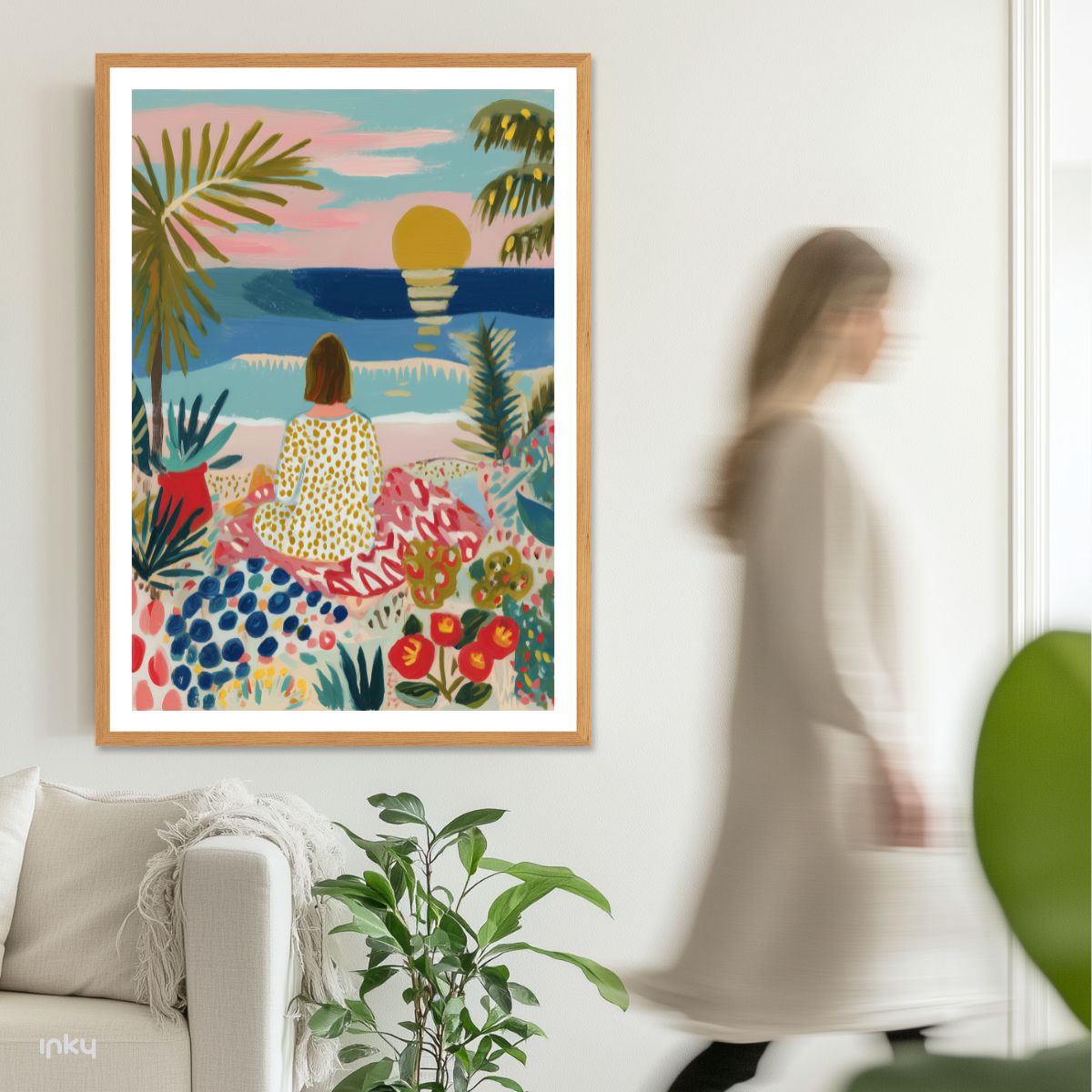 פוסטר של אישה בחוף הים