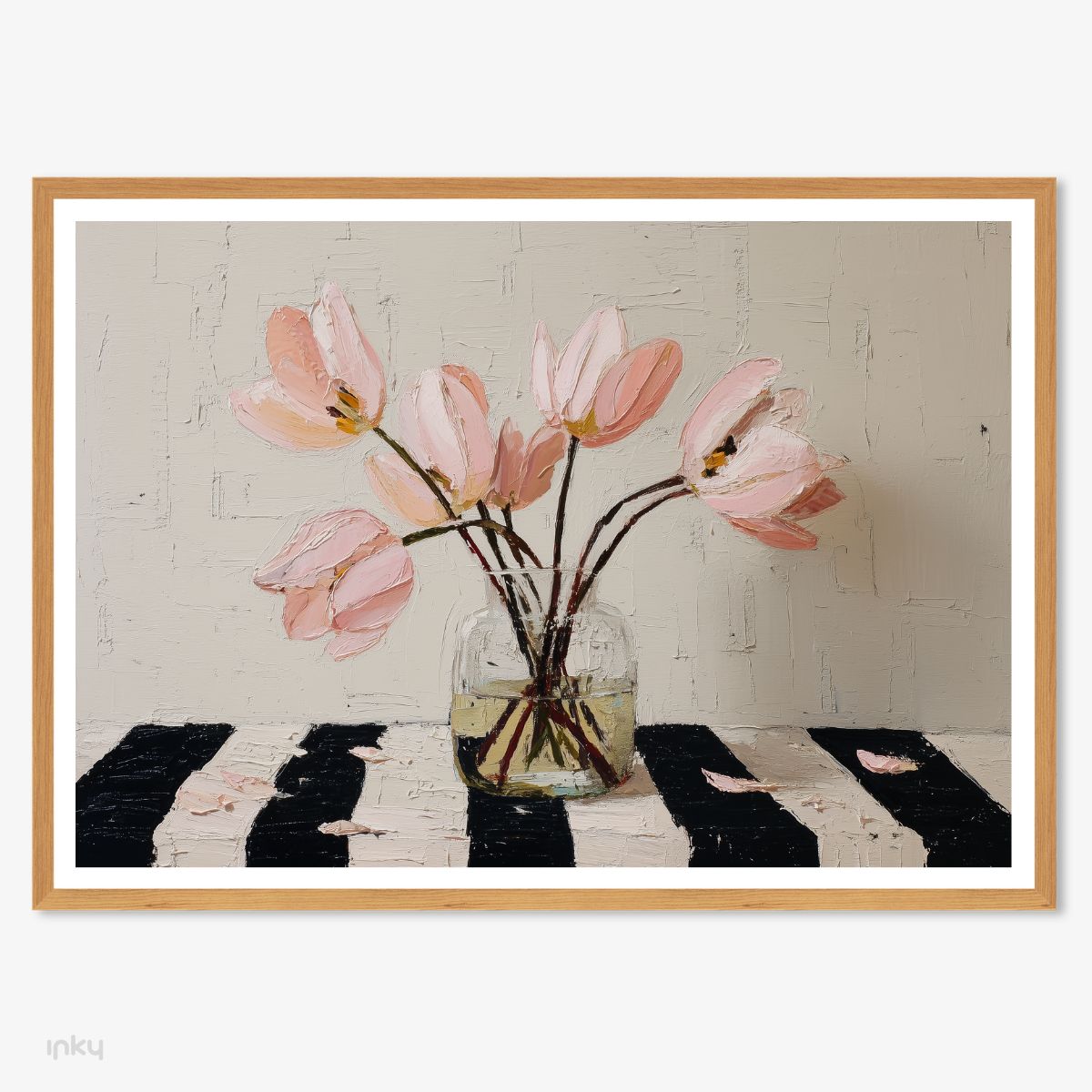 פוסטר ציור של אגרטל עם פרחים ורודים