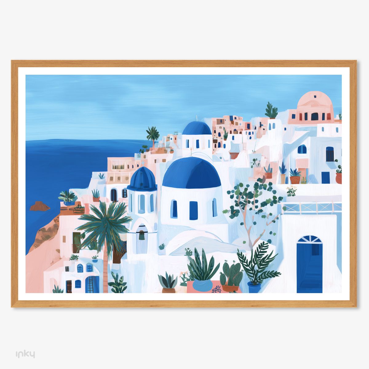 פוסטר איור נוף של סנטוריני