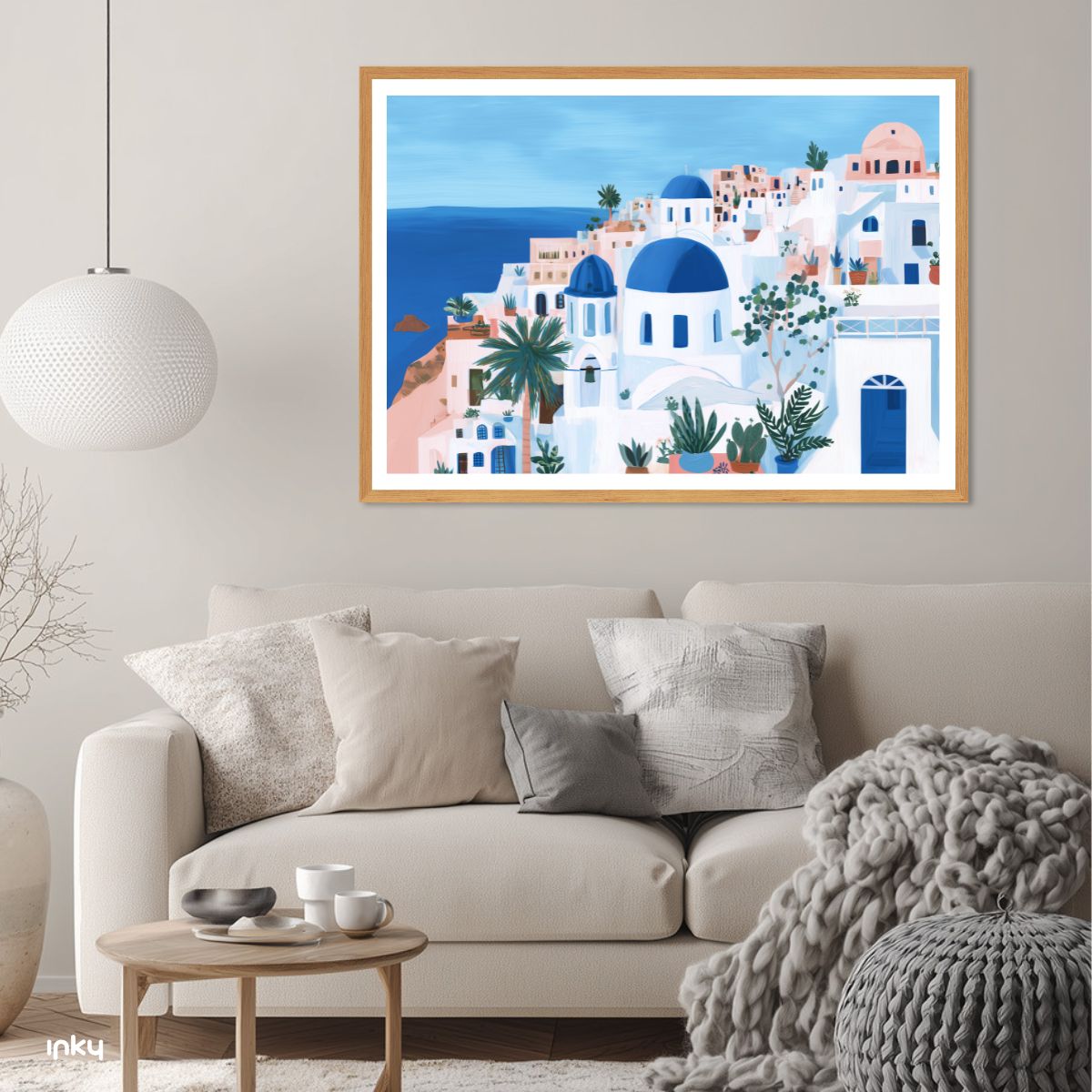 פוסטר איור נוף של סנטוריני