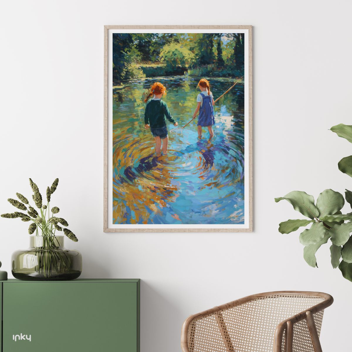 פוסטר ציור של שתי ילדות בנהר